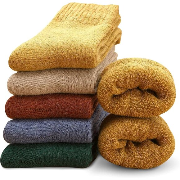 Multicolor Wool Sock for Women  5 Pairs Warm Thermal Winter Boot Socks Gift 5-10 - Picture 1 of 7